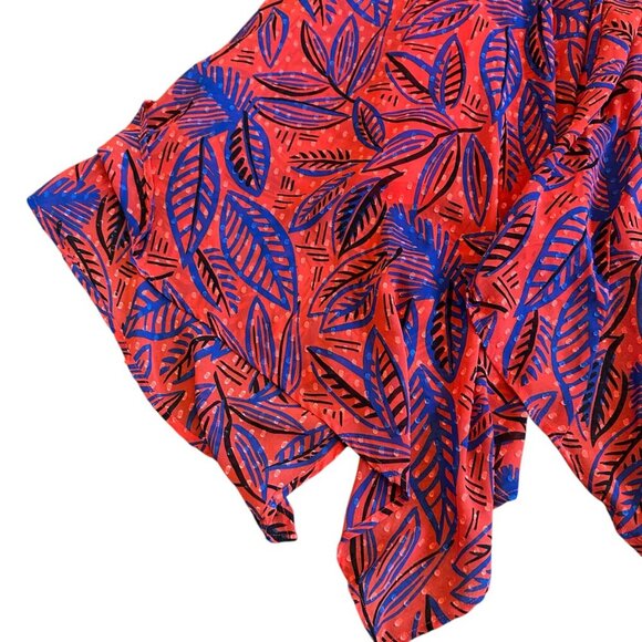 Alexis For Target Flowy Hem Leaf Print Dress Tie Shoulders Smocked Top Small - Picture 6 of 12